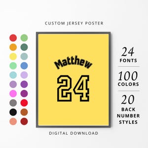 Downloadable Custom Jersey Poster, Personalized Jersey Art, Number Jersey Gift, Custom Sports Decor Name Sport Son Gift Printable