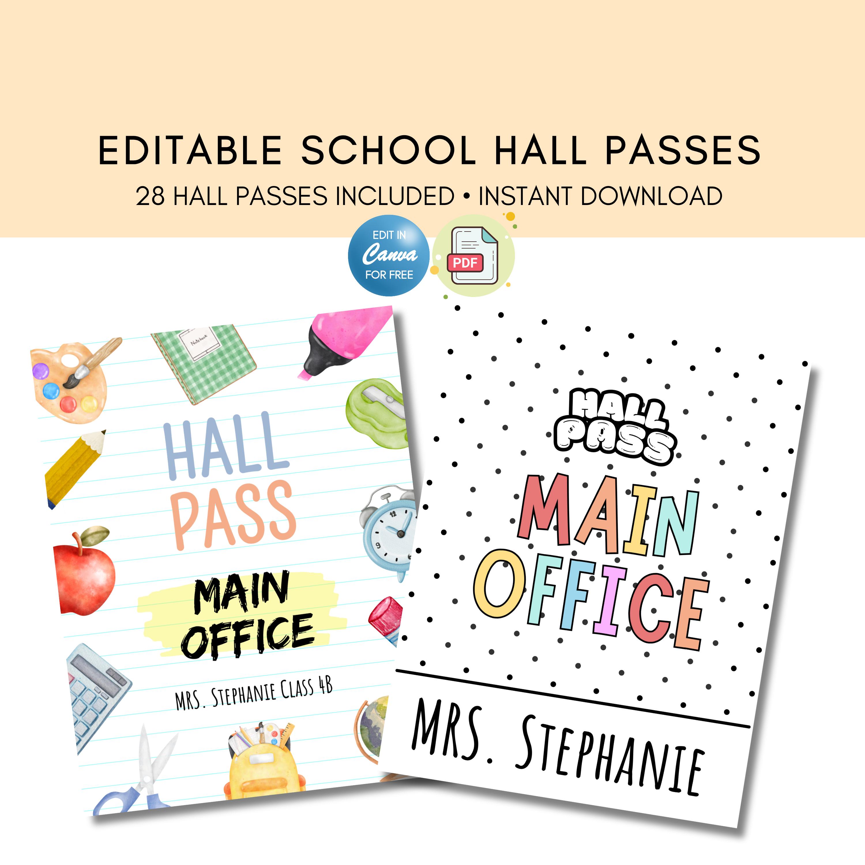 Editable Classroom Hall Pass Cards: Teacher Student Printable (digital ...