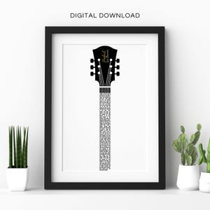 Downloadable Custom Guitar Lyrics Print Personalized Favorite Song Lyric Printable Custom First Dance Song Wedding Anniversary Gift for Her