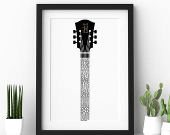 Custom Guitar Lyrics Print: Personalized Song Art (Digital Download)
