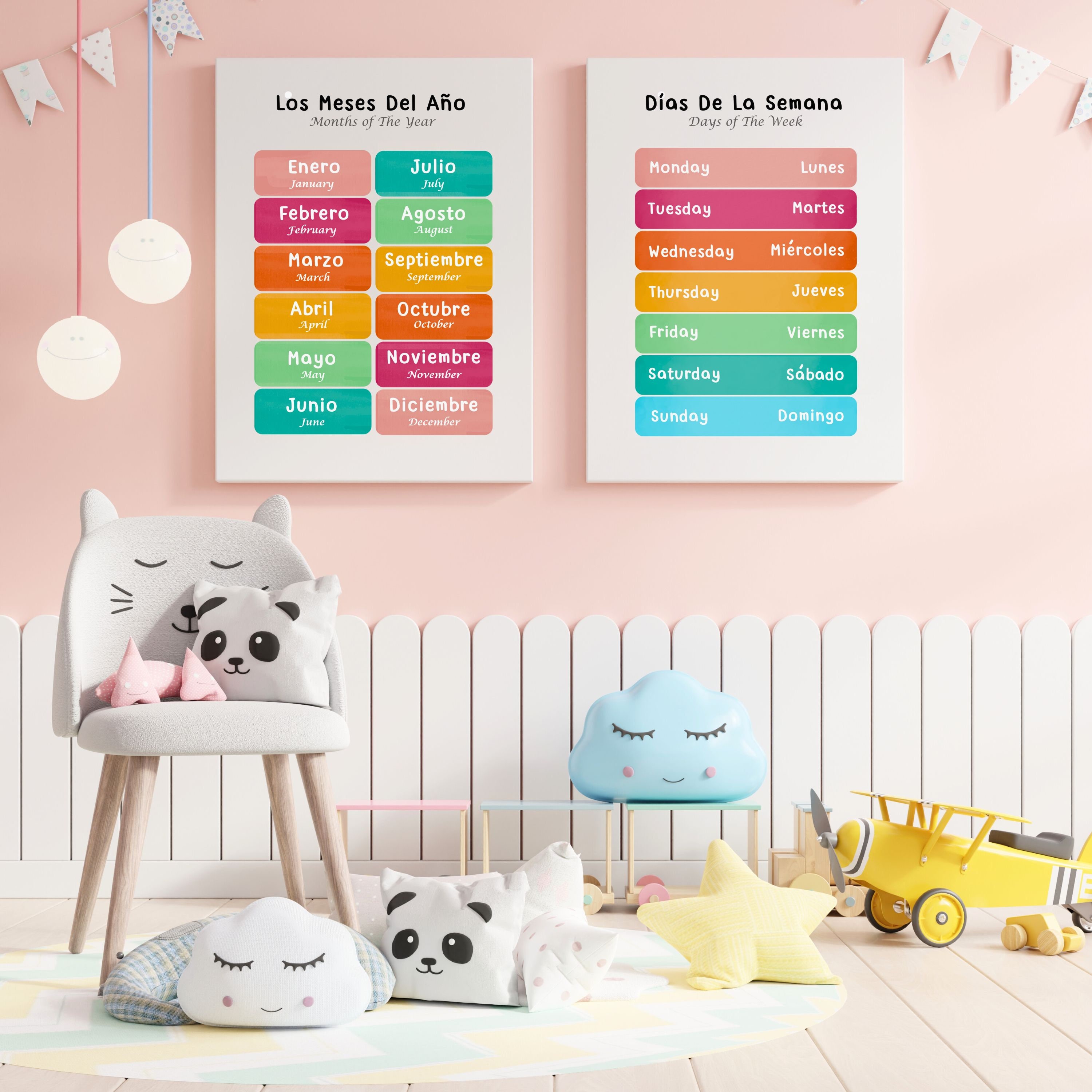 12 Bilingual Spanish Educational Poster for Kids Spanish English ...