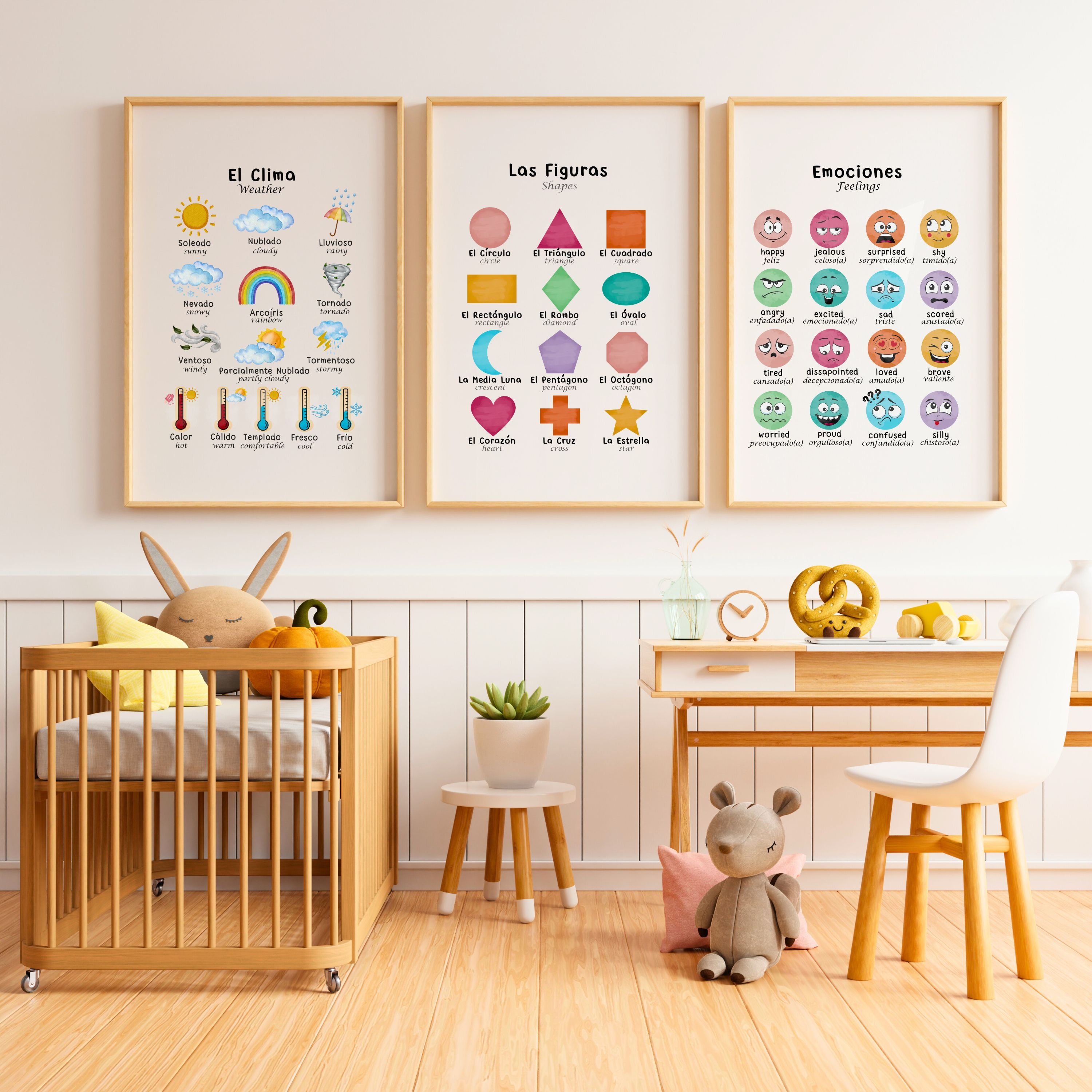 12 Bilingual Spanish Educational Poster for Kids Spanish English ...