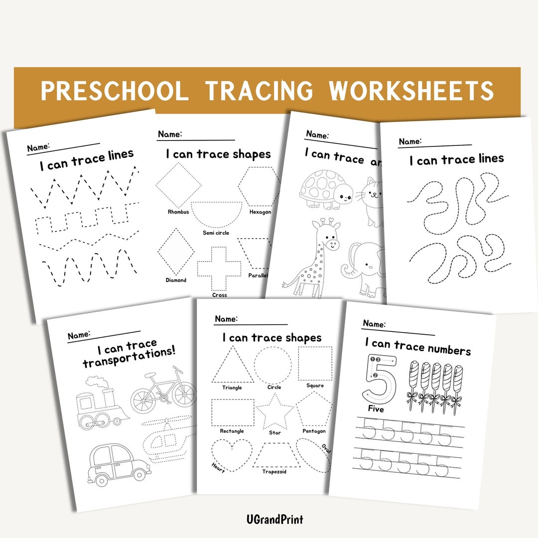 Preschool Line Tracing for Kids Tracing Worksheets Bundle Printable
