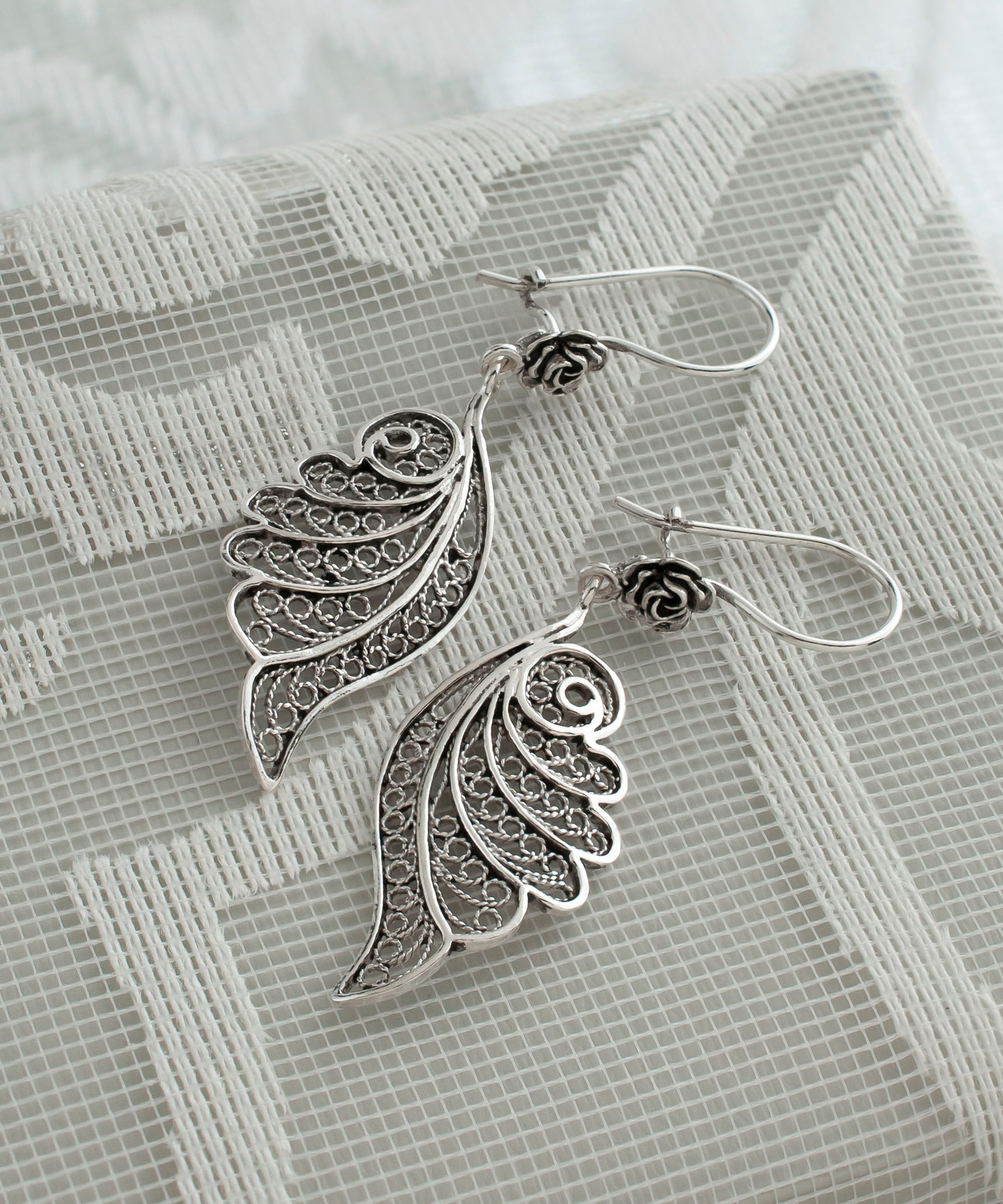 [wingbling] 925Silver☆Aliche-to-way Earrings Silver Angel Wing Mens Earrings - Sterling Silver Feather