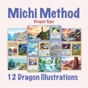 Dragon Pokemon Binder Michi Method - Dragon Pokemon Landscapes! Watercolor Art Bundle  (Digital Download)