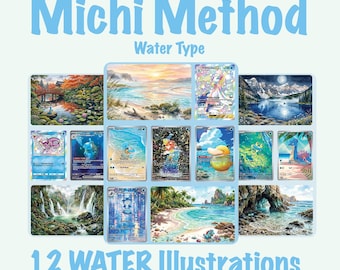 Pokemon Binder Michi Method Water Pokemon Landscapes! Watercolor Art Bundle  (Digital Download)
