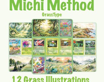 Pokemon Binder Michi Method Grass Pokemon Landscapes! Watercolor Art Bundle  (Digital Download)