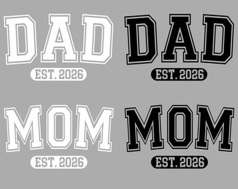 Mama Papa Est 2026 SVG PNG, neue Eltern png, neue Mama und Papa svg, Schwangerschaft offenbaren svg, Baby offenbaren 2026, Mama 2026 png, Papa 2026 png
