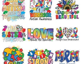 Autism Awareness PNG Bundle, Autism Bundle Png, Autism Puzzle Png ...