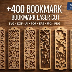 400+ Bookmark Laser cut Bundle, Wooden Template Engraved Laser Cut Files, Bookmark Svg Cricut, Laser Cut Wooden Bookmark Bundle