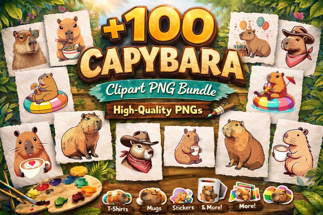 100+ Capybara PNG Clipart Bundle, Animal Sublimation (100+ Files) - Etsy