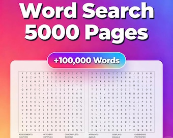 5000 sopas de letras con soluciones (descarga instantánea)