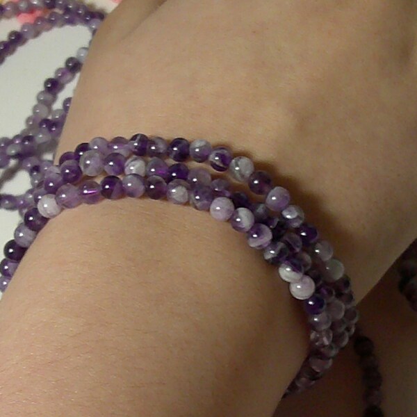 AMETHYST BRACELET 4mm, - Round Beads - Beaded Bracelet, Birthstone Bracelet, Handmade Jewelry, Healing Crystal Bracelet