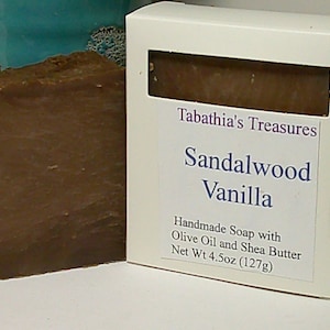 Sandalwood Vanilla Handmade Soap Bars -- High Quality, Organic / Vegan--Absolutely Wonderful Fragrance
