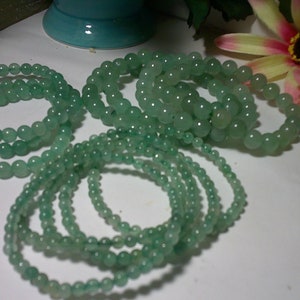 Natural Green Aventurine 4mm, 6mm. and 8mm Bead Stretch Bracelet /  High Quality / A++