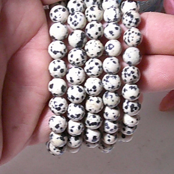 Natural Dalmation Jasper 8mm Stretch Bracelet / High Quality