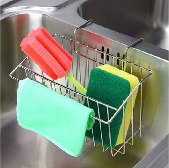 Large Sponge Holder Kitchen Sink Caddy Rack Stand Cleaning Brush Soap  Organizer Storage Rack With Drain