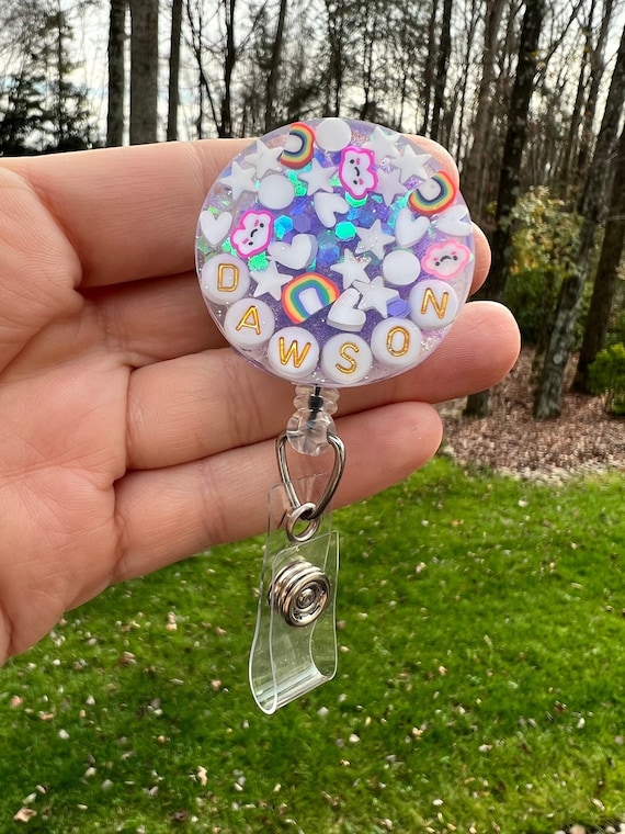 Custom Badge Reel |Resin Molds | Star, Rainbow, Cloud and More |  Retractable with ALLIGATOR CLIP