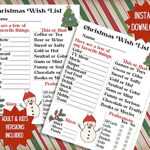Kerstwensenlijsten, Afdrukbaar, Geheime Kerstman, Brief aan de Kerstman, Verlanglijst, Verlanglijst voor volwassenen, Kinderverlanglijst, Retro Kerstmis