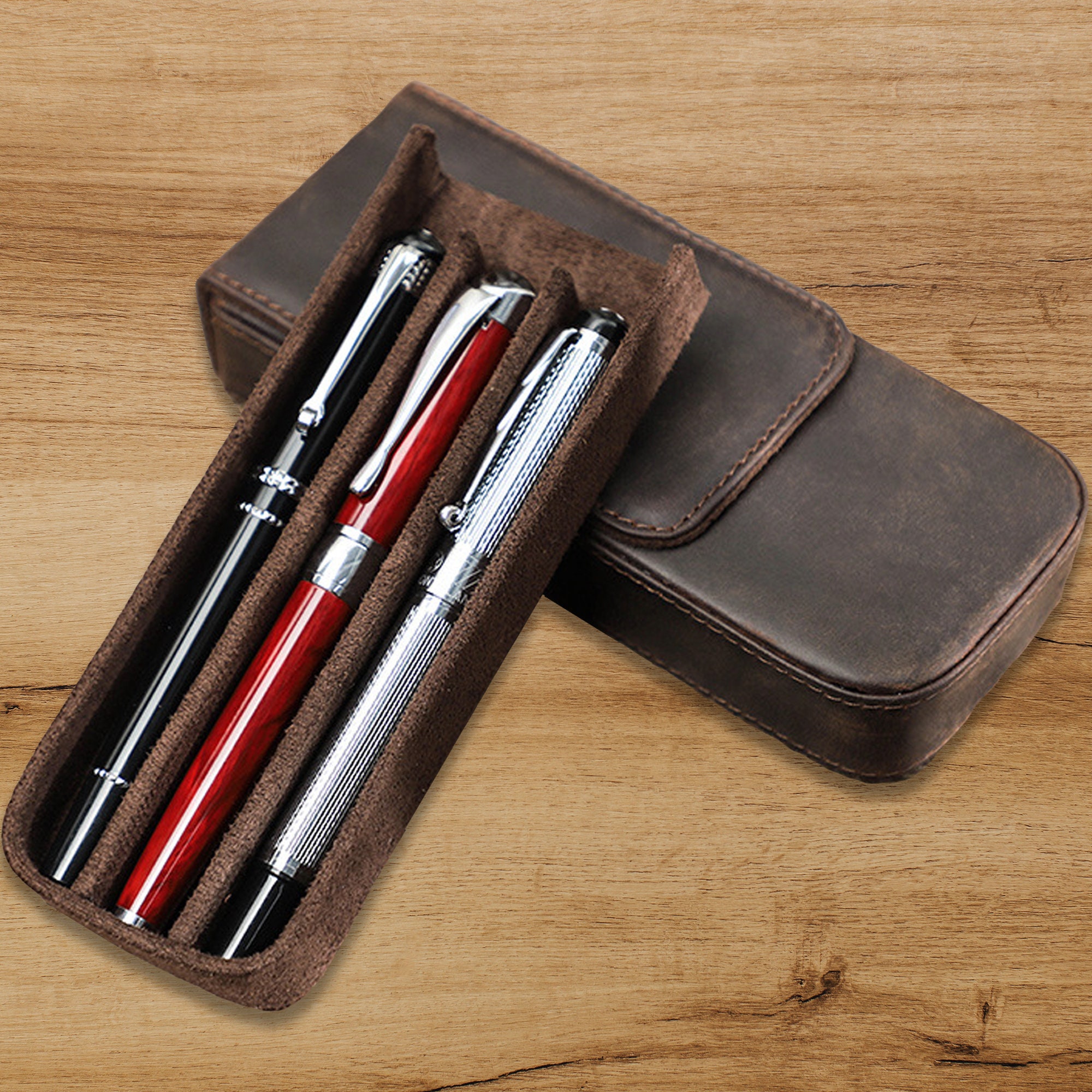 Fountain Pen Case, Leather Pen Case, Pen Holder Personalized, Pencil Case,  Vintage Pen Pouch Engraved, Travel Gift, Birthday Gift 