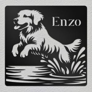 Personalized Golden Retriever Metal Wall Art, Custom Dog Name Sign, Golden Retriever Design, Pet Wall Art, Retriever Lover Gift