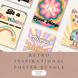 PRINTABLE Wall Art | RETRO Groovy Classroom Motivational Posters | Classroom Decor | Teacher Printable | Inspirational Bulletin Board Art