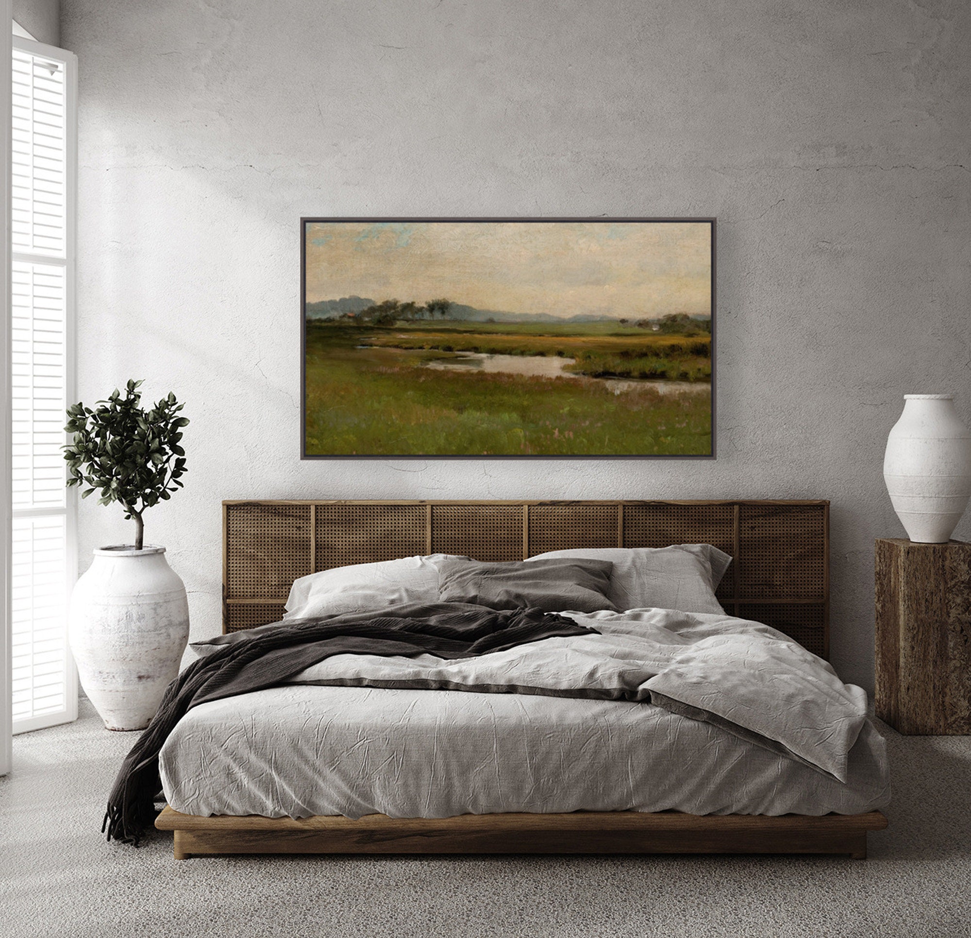 Extra Large Wall Art Nature Peaceful Marsh Landscape Oil Painting