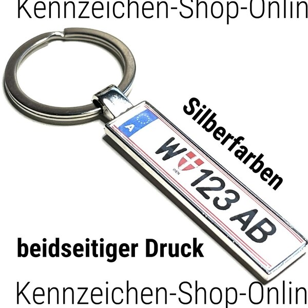 Austria Keychain Silver Wishtext License plate