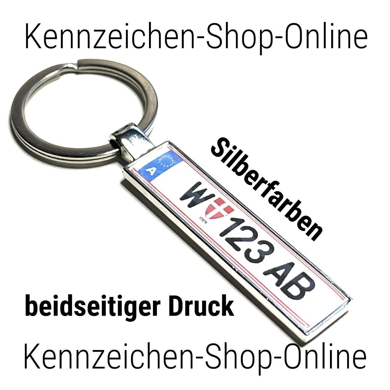 Österreich Schlüsselanhänger Silber Wunschtext Autokennzeichen