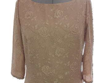 Vintage One-of-a-kind Jacquard Gown in Metallic Gold