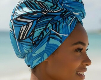 Bufanda cuadrada azul "Breathe" de 89 x 89 cm