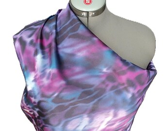 Pañuelo cuadrado de satén morado y azul "dulce" de 89 x 89 cm