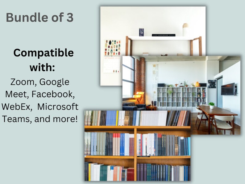 Zoom Background Bookshelves 3pack Etsy