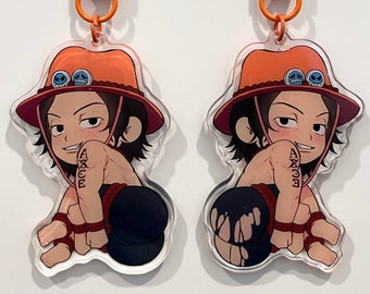 Black Haired Pirate Anime Character BACK Variant Unofficial Fan Art Keychain