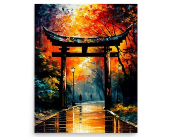 Japanisches Torii-Tor-Schrein-Poster, Wandkunst, Shinto-Tor, Schrein-Malerei