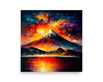 Mt. Fuji Japanese wall art, Poster, Colorful Wall Decor