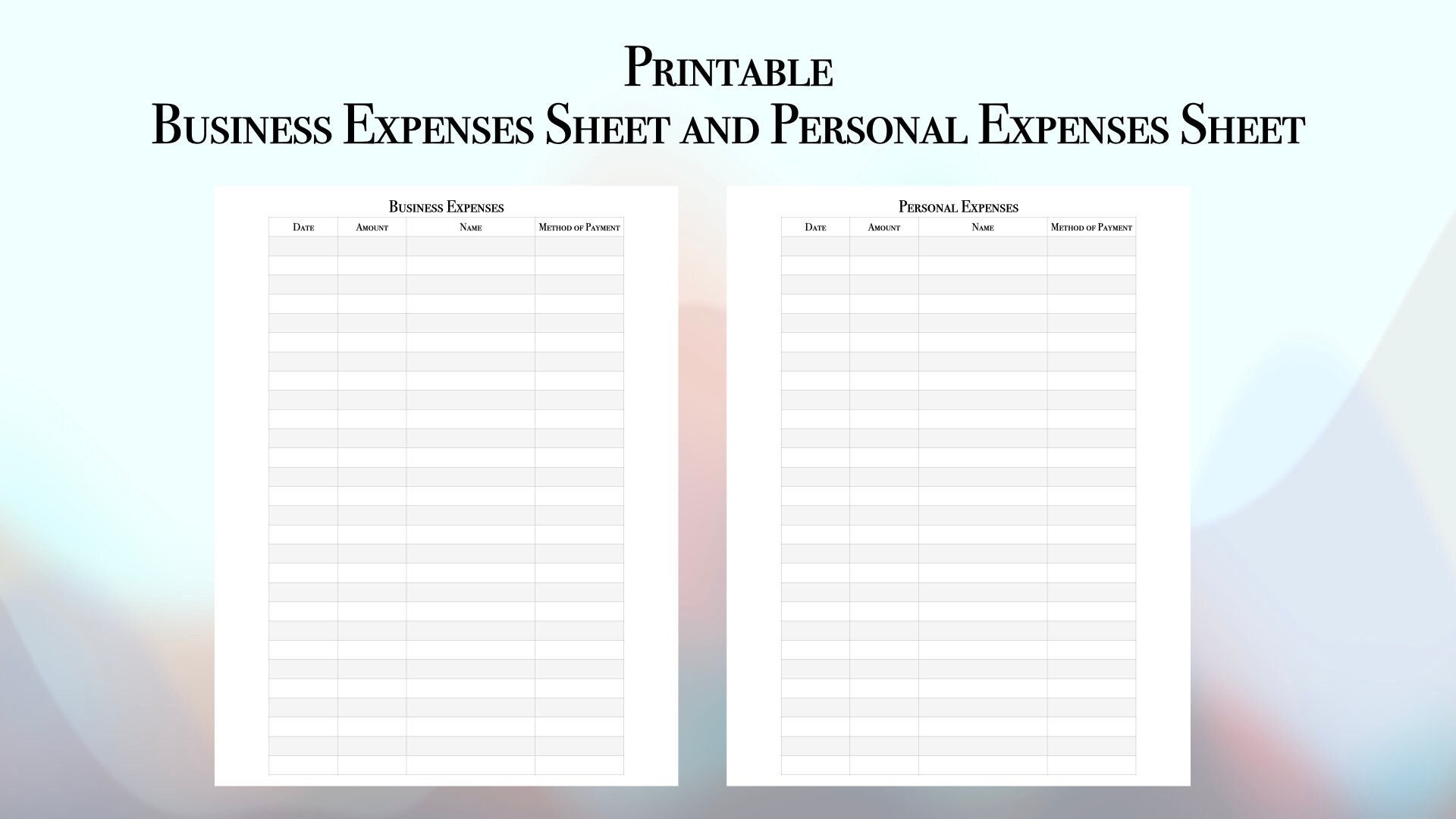 free typeable printable business expense sheets