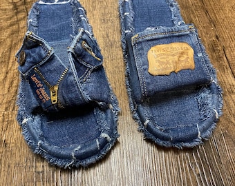 Custom Denim Slides Women’s Size: 7 - 7 1/2