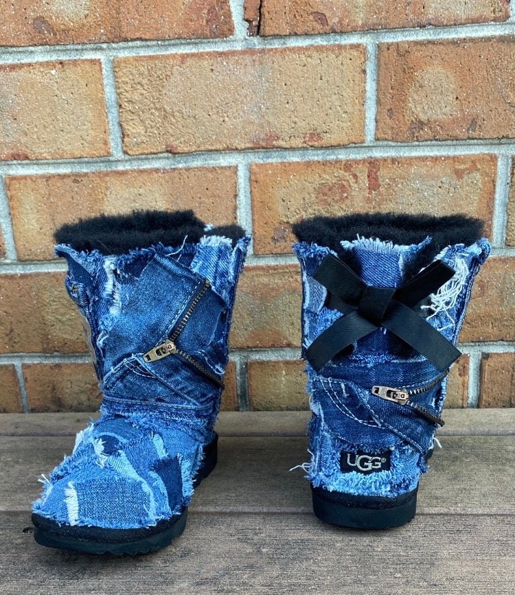Mini Bailey Bow Ugg Boots Louis Vuitton Custom Canvas Boots for