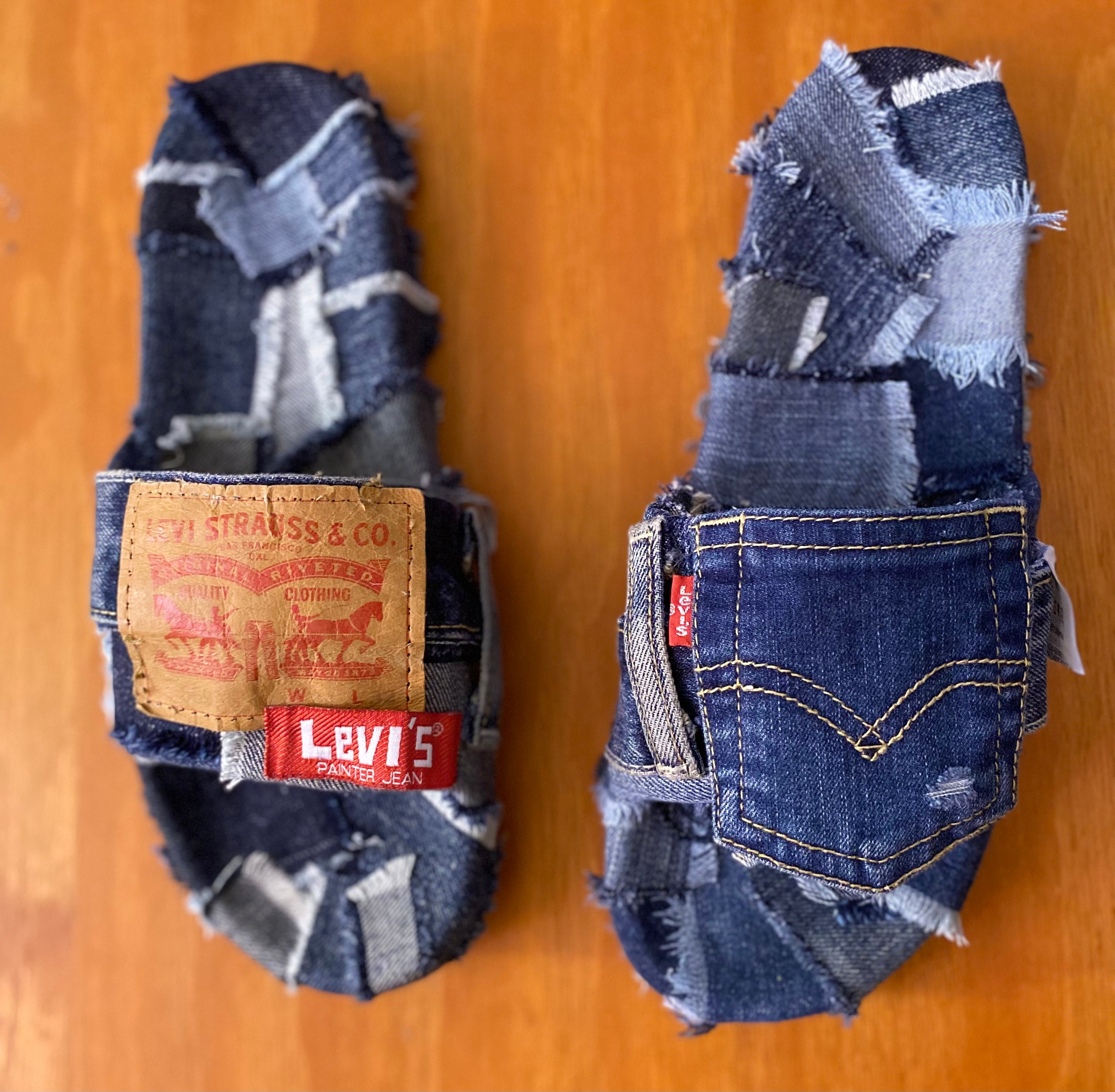 Custom Levis Denim Unisex Slides Etsy