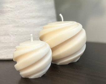 Elena Swirl Set Candle | Soy Wax Candle | Aesthetic Decor | Unique Gift | Round Candle | Twisted Candles | Pillar Candles