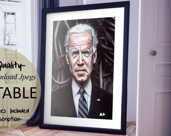 Minimalist art prints, Joe Biden cartoon, digital prints, pop art, banner, instant download, sublimation