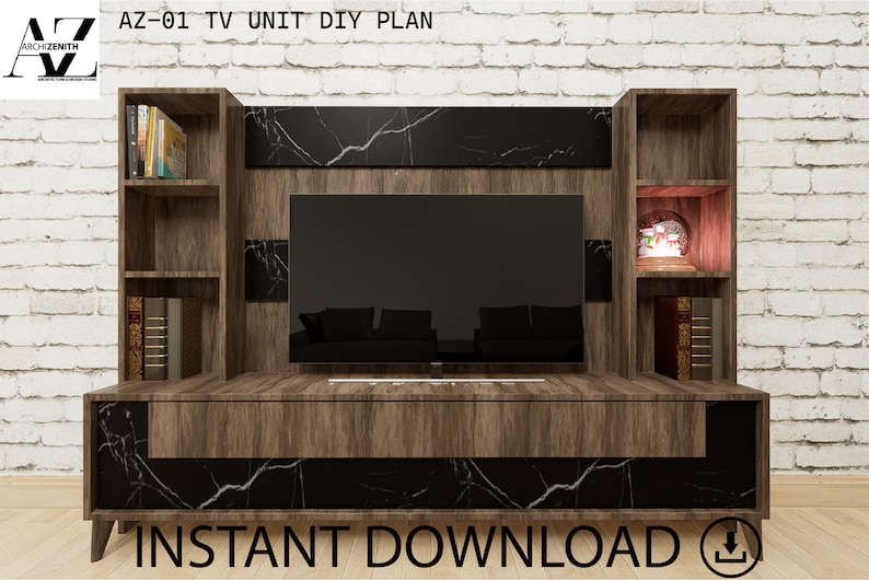 DIY TV Unit Plans - Build Your Own Entertainment Center Today! - Etsy