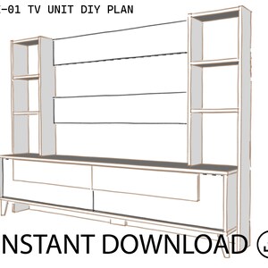 DIY TV Unit Plans - Build Your Own Entertainment Center Today! - Etsy