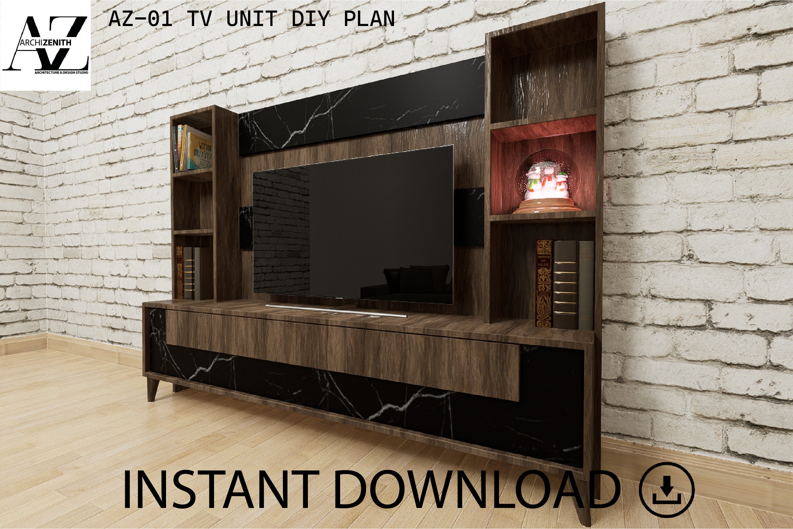 DIY TV Unit Plans - Build Your Own Entertainment Center Today! - Etsy