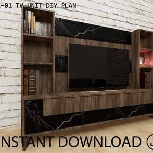 DIY TV Unit Plans - Build Your Own Entertainment Center Today! - Etsy