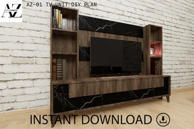 DIY TV Unit Plans - Build Your Own Entertainment Center Today! - Etsy