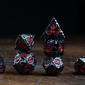 Metal Dice / Dark Ember / Dnd Dice Metal / Black and Red Luminance