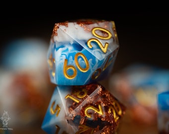 DnD Dice Set / Nimbus / Space Dice / Sharp Edge Dice for dnd / dnd Resin Dice Set / Glitter Dice Set / Polyhedral dice set / Blue Dice