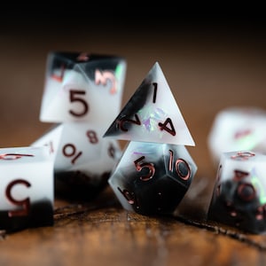 Space Dice / Obsidian Nebula  - Sharp Edge Dice for dnd / dnd Resin Dice Set / Glitter Dice Set / Polyhedral dice set / Black and White Dice